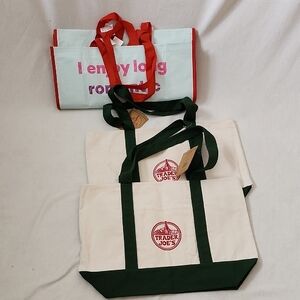 NWT Trader Joes Canvas Totes with Bonus Four HomeGoods Totes
